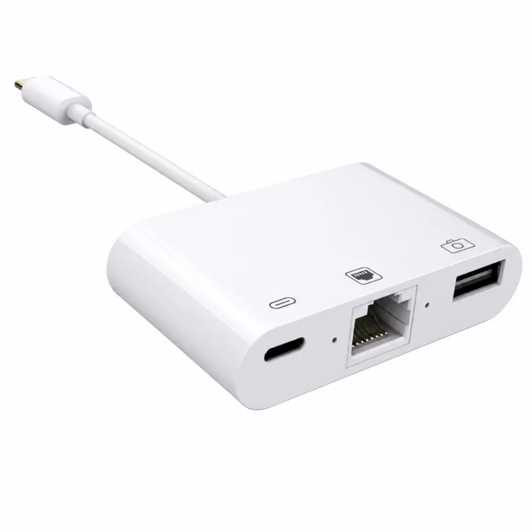 USB-C-Adapter mit RJ45-Ethernet, USB 3.0 und Ladefunktion