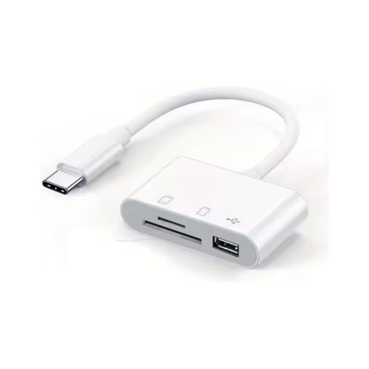 USB-C-Adapter mit SD- und microSD-Kartenleser und USB-3.0-Anschluss